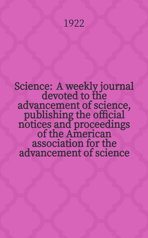 Science : A weekly journal devoted to the advancement of science, publishing the official notices and proceedings of the American association for the advancement of science. N.S., Vol.56, №1451