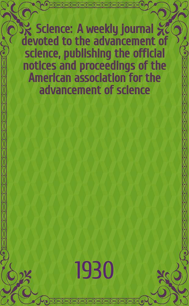 Science : A weekly journal devoted to the advancement of science, publishing the official notices and proceedings of the American association for the advancement of science. N.S., Vol.71, №1837
