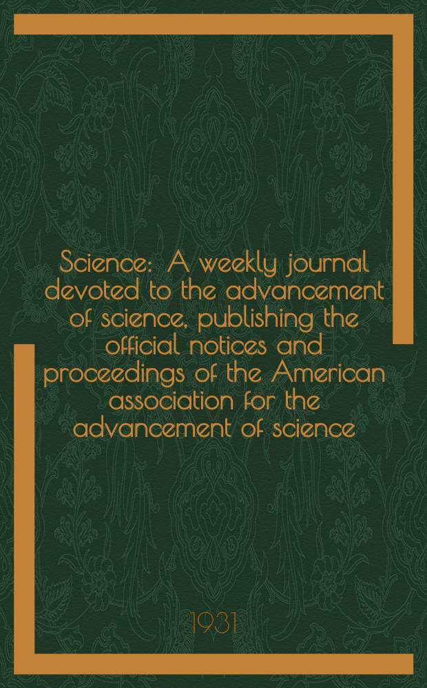 Science : A weekly journal devoted to the advancement of science, publishing the official notices and proceedings of the American association for the advancement of science. N.S., Vol.74, №1924