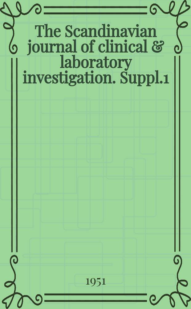 The Scandinavian journal of clinical & laboratory investigation. Suppl.1 : Cardioplasty in the surgical treatment of achalasia of the esophagus