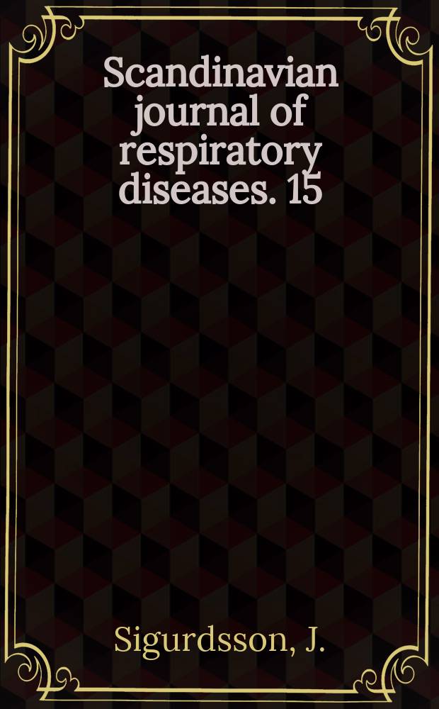 Scandinavian journal of respiratory diseases. 15 : Studies on the risk of infection with bovine ...