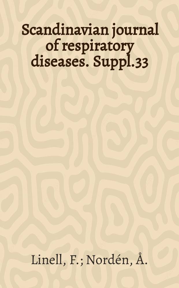 Scandinavian journal of respiratory diseases. Suppl.33 : Mycobacterium balnei