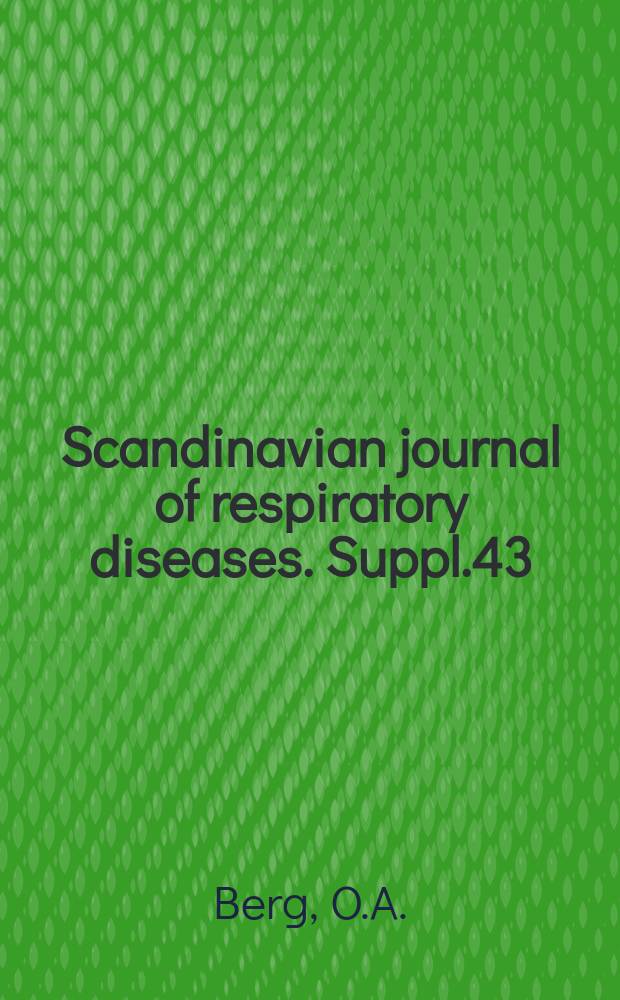 Scandinavian journal of respiratory diseases. Suppl.43 : Tuberculin reactions in dogs