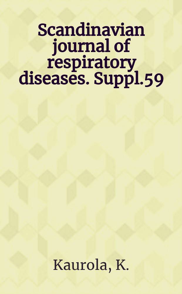 Scandinavian journal of respiratory diseases. Suppl.59 : Bronchial changes after pulmonary resection for tuberculosis