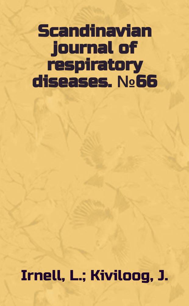 Scandinavian journal of respiratory diseases. №66 : Bronchial asthma and chronic bronchitis in a Swedish urban and rural population