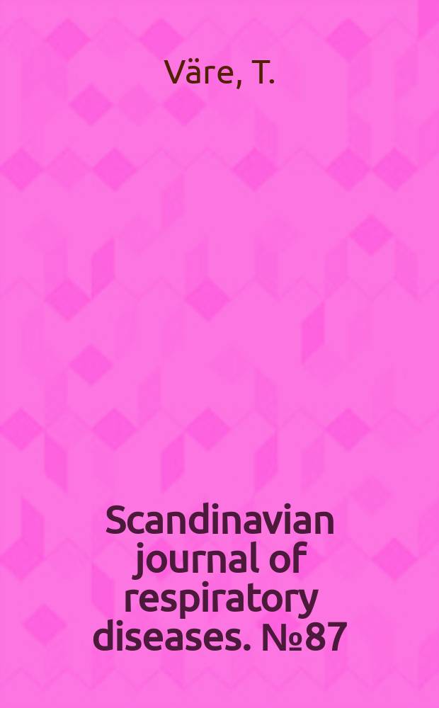 Scandinavian journal of respiratory diseases. №87 : Rifampicin, ethambutol and capreomycin in the treatment of pulmonary tuberculosis