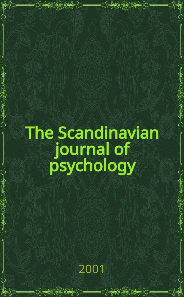 The Scandinavian journal of psychology : Publ. quarterly by the Psychological associations of Scandinavia. Vol.42, №2