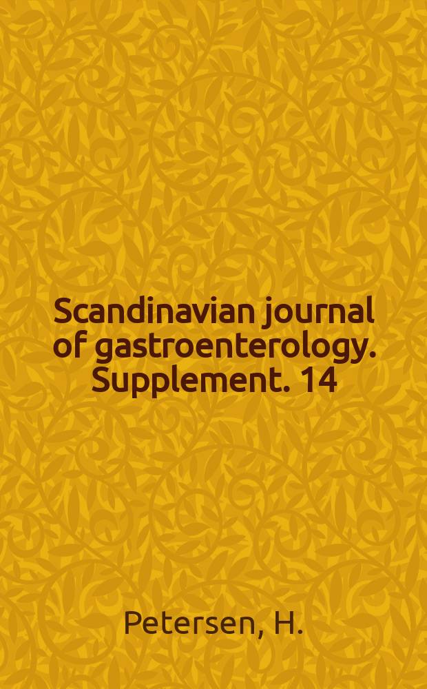 Scandinavian journal of gastroenterology. Supplement. 14 : Giardiasis (Lambliasis)