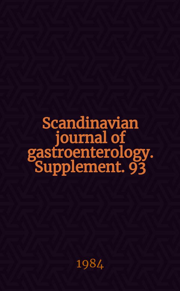 Scandinavian journal of gastroenterology. Supplement. 93 : Large bowel secretion and motility