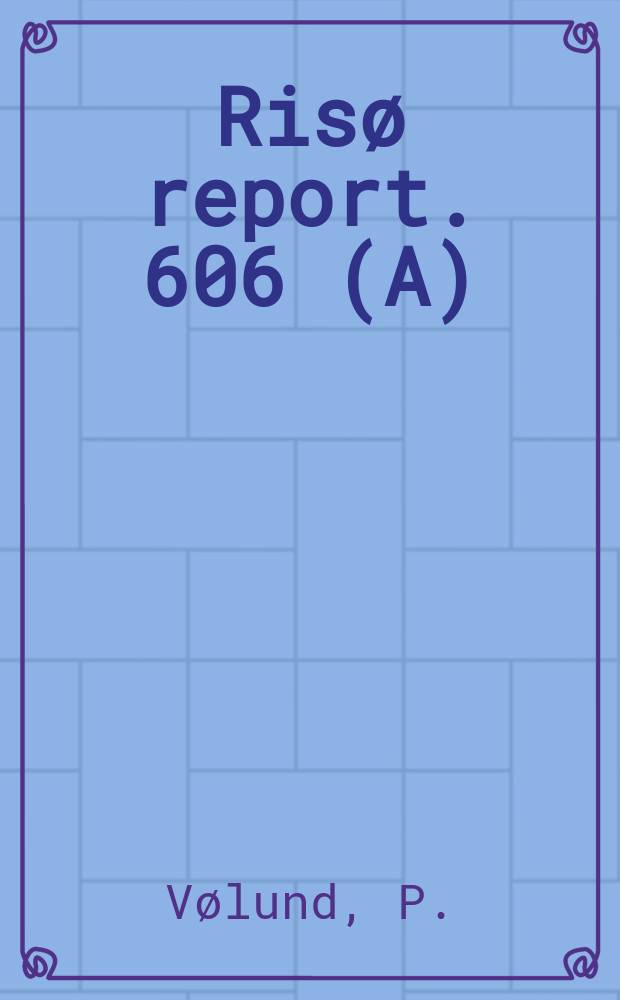 Risø report. 606(A) : Udviklingsafprøvning af NTK 3.2 W Prindpumpe ...