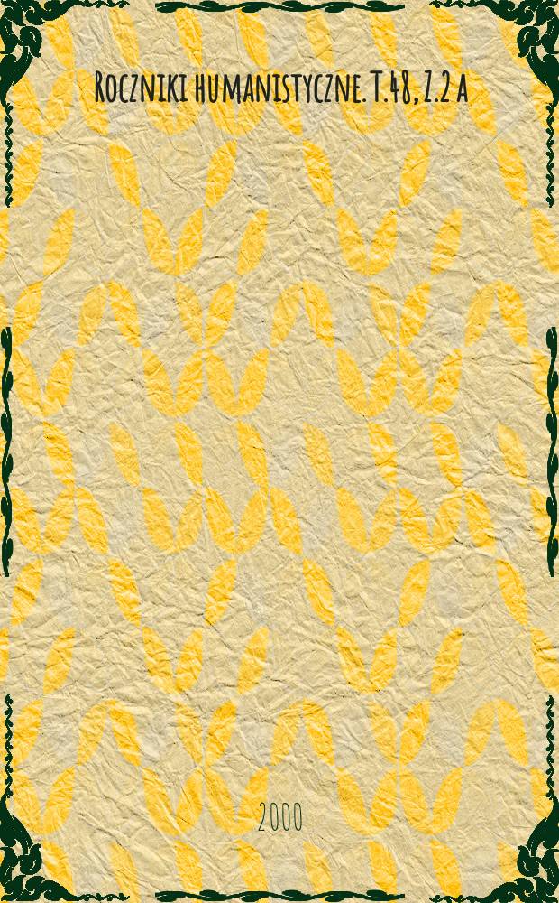Roczniki humanistyczne. T.48, Z.2[a] : Cursus mille annorum