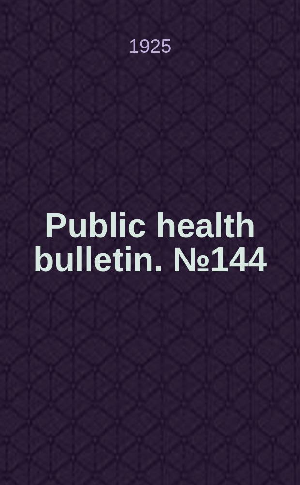 Public health bulletin. №144 : Comparative tests of instruments for determining atmospheric dusts