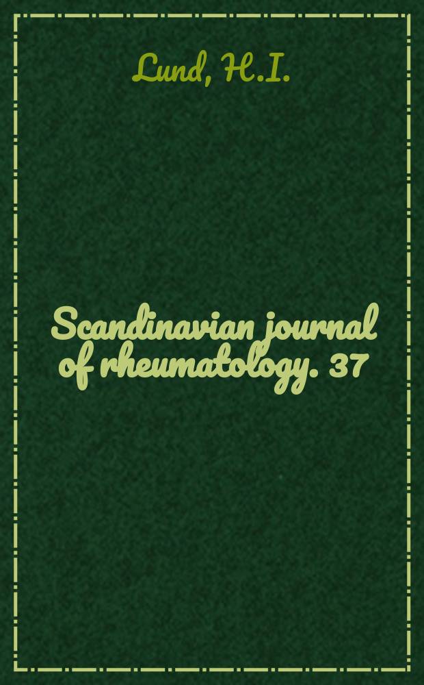 Scandinavian journal of rheumatology. 37 : A double-blind study comparing sulindac ...