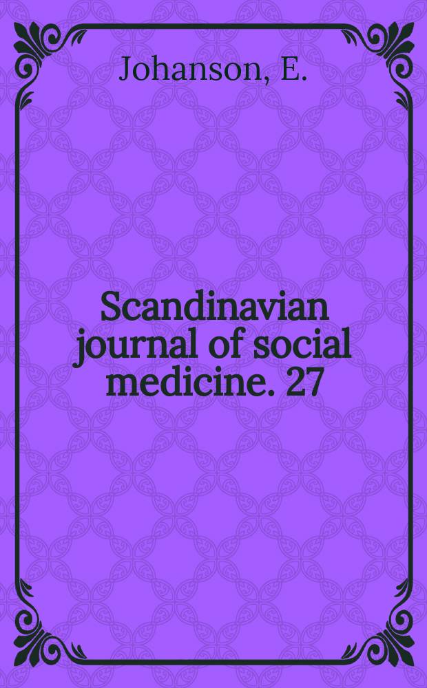 Scandinavian journal of social medicine. 27 : Recidivistic criminal and their families