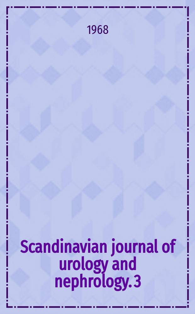 Scandinavian journal of urology and nephrology. 3 : Canine renal transplantation