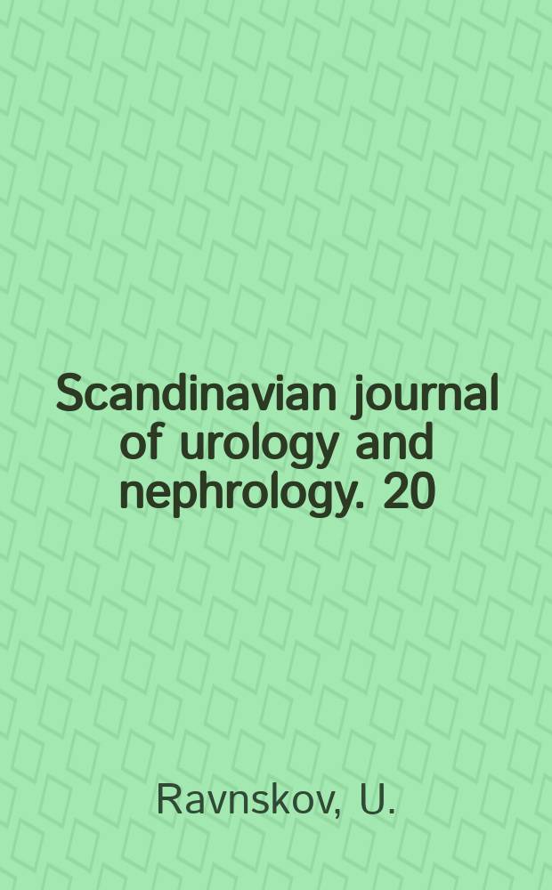 Scandinavian journal of urology and nephrology. 20 : On renal handling of plasma ...