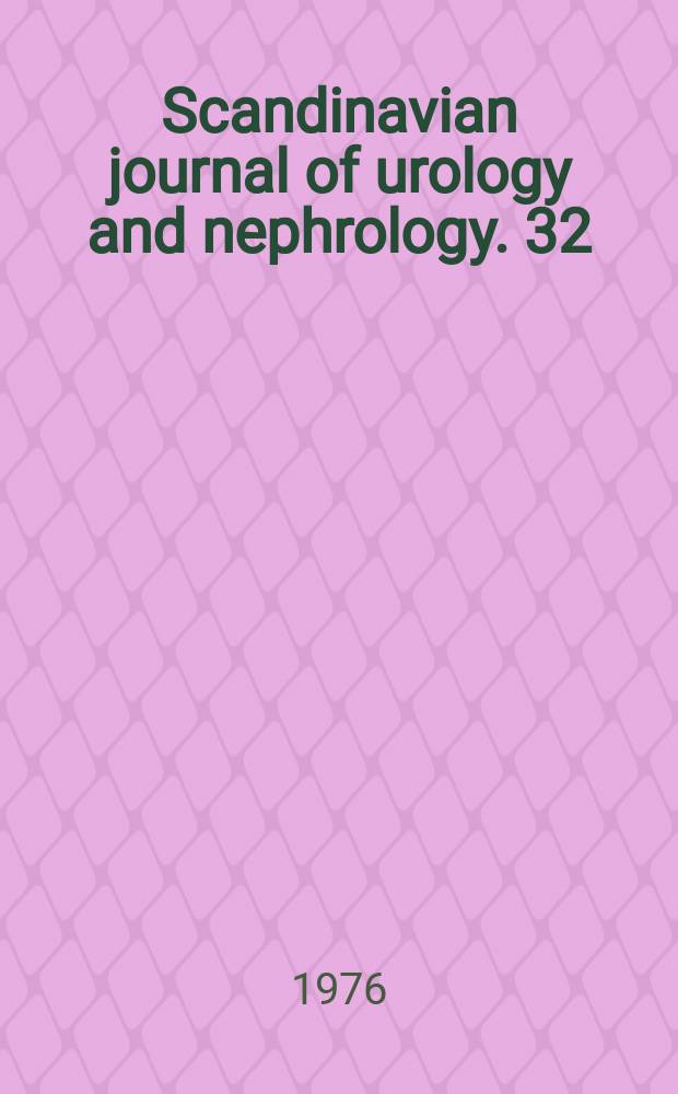 Scandinavian journal of urology and nephrology. 32 : Renal function in experimental chronic hydronephrosis