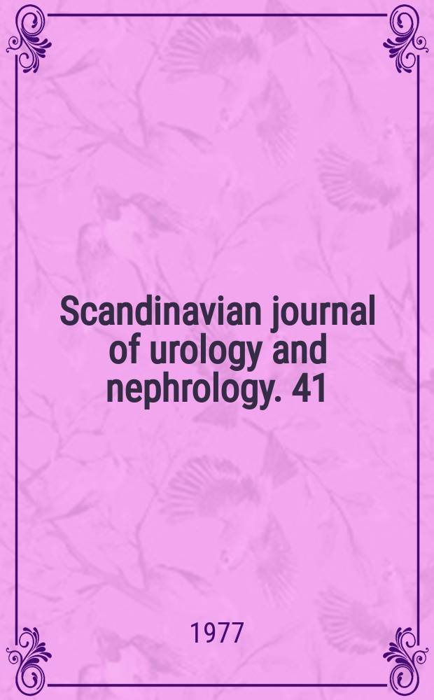 Scandinavian journal of urology and nephrology. 41 : Renal stone disease