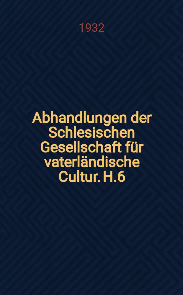 Abhandlungen der Schlesischen Gesellschaft für vaterländische Cultur. H.6 : Plautinische Akzentstudien