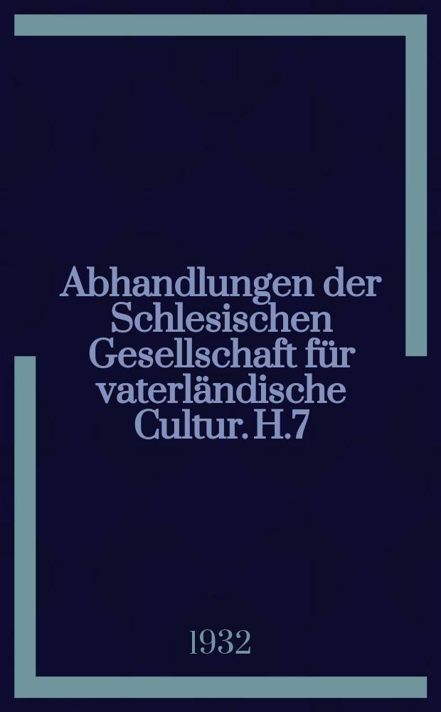 Abhandlungen der Schlesischen Gesellschaft für vaterländische Cultur. H.7 : Plautinische Akzentstudien
