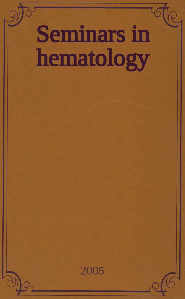 Seminars in hematology : A topical journal on subjects of current importance in clinical hematology and related fields, devoted to making the present states of such topics and the results of new investigations readily available to the practicing physician. Vol.42, №1 : Von Willebrand factor in hemostasis and thrombosis