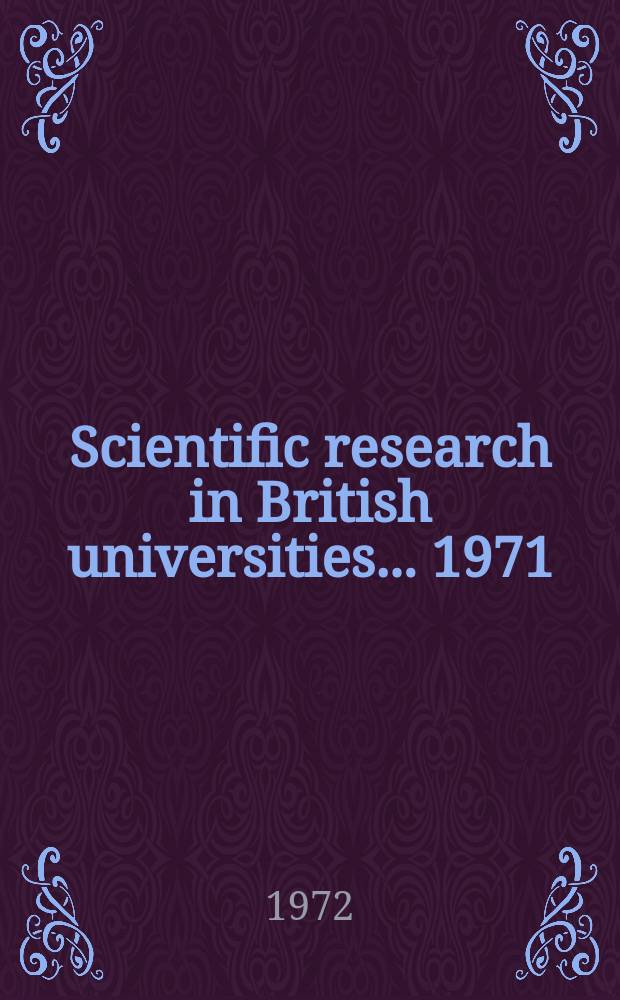 Scientific research in British universities ... 1971/72, Vol.3 : (Social sciences (Including government departments and other institutions))