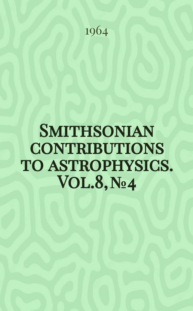 Smithsonian contributions to astrophysics. Vol.8, №4 : The Velocity of faint meteors