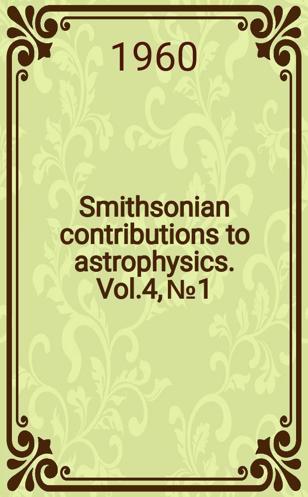 Smithsonian contributions to astrophysics. Vol.4, №1 : Catalog of hourly meteor rates