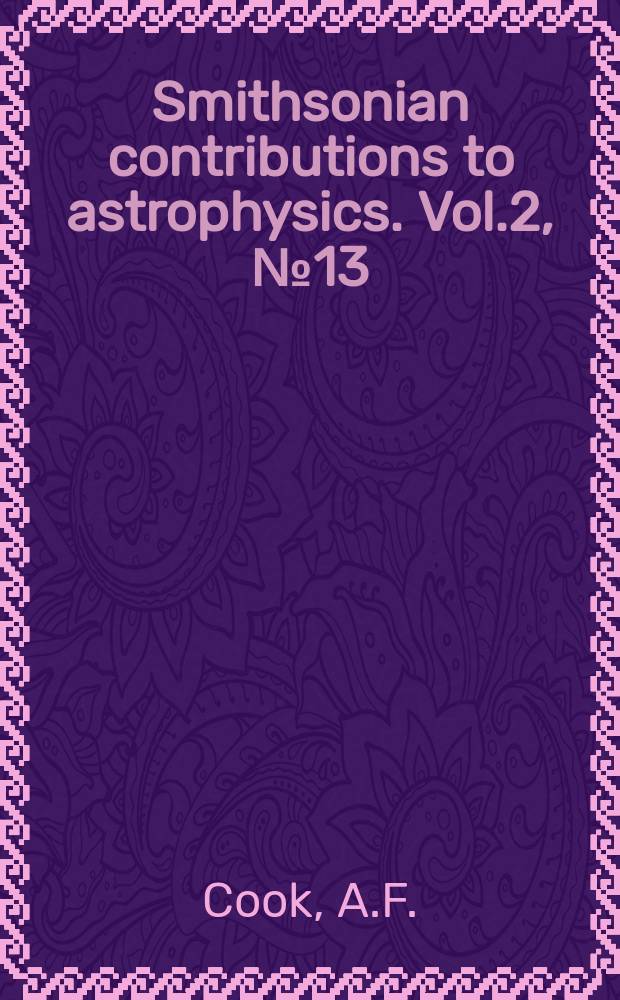 Smithsonian contributions to astrophysics. Vol.2, №13 : Optical properties of Saturn's rings