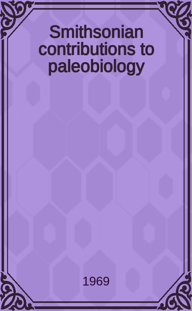 Smithsonian contributions to paleobiology