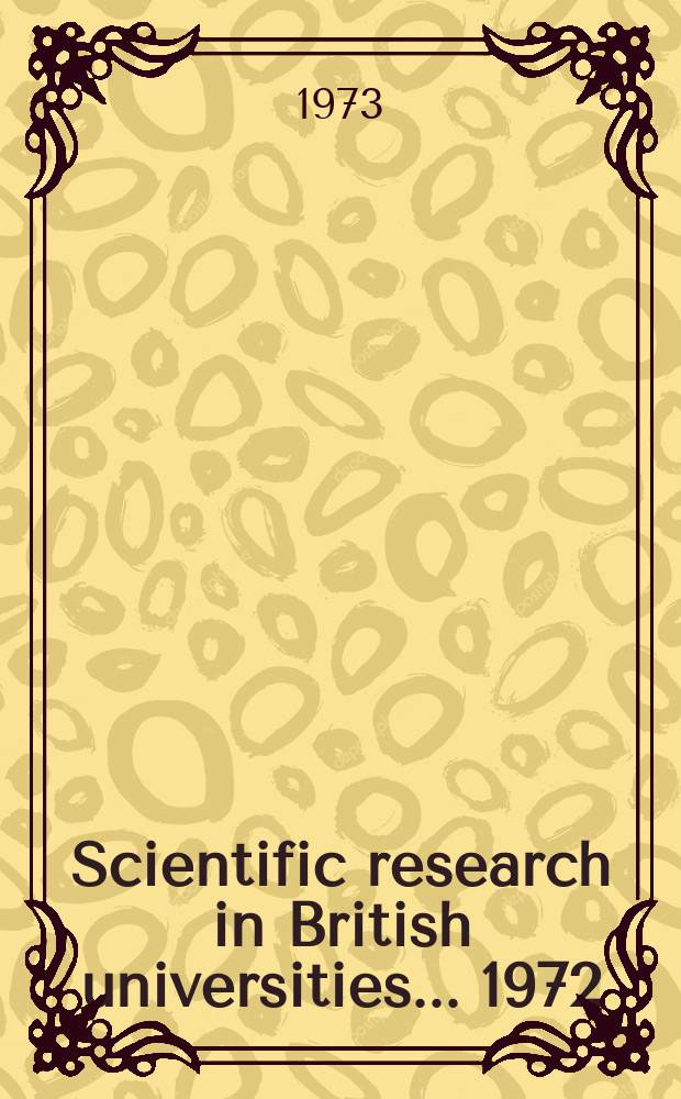 Scientific research in British universities ... 1972/73, Vol.3 : (Social sciences (Including government departments and other institutions))
