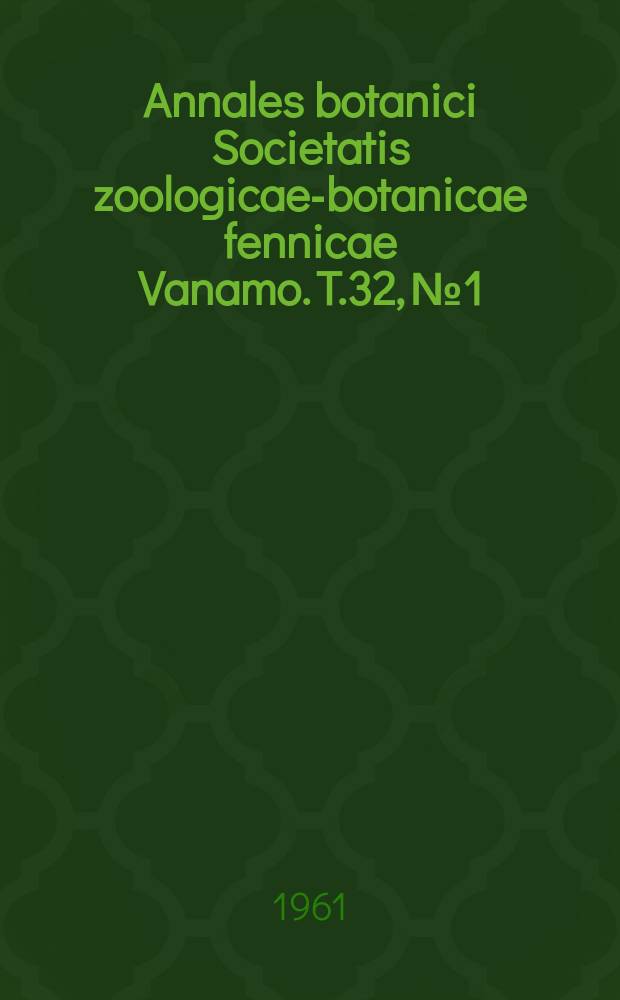 Annales botanici Societatis zoologicae-botanicae fennicae Vanamo. T.32, №1 : Taxonomic studies on reindeer lichens (Cladonia subgenus Cladina)