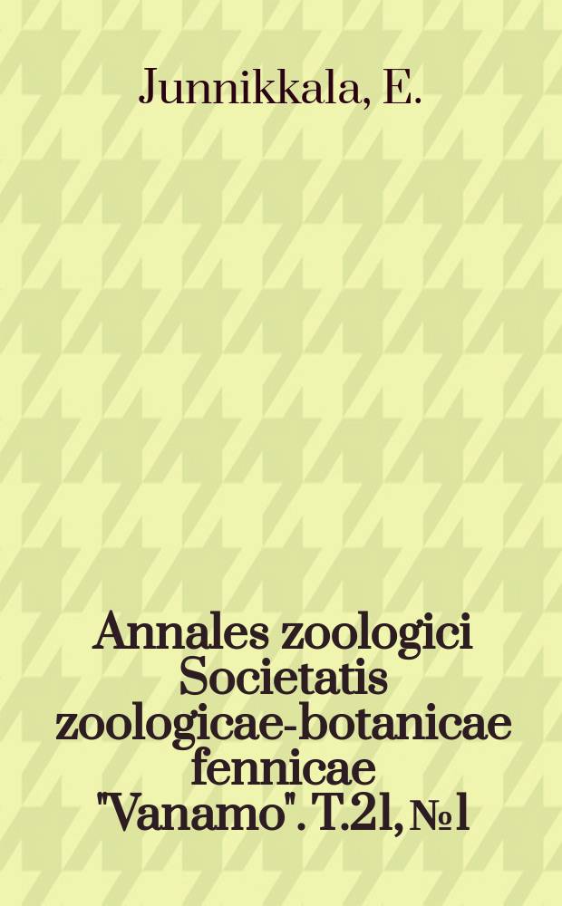Annales zoologici Societatis zoologicae-botanicae fennicae "Vanamo". T.21, №1 : Life history and insect enemies of Hymonomeuta malineius zell (lep. Hyponomeutsae) in Finland