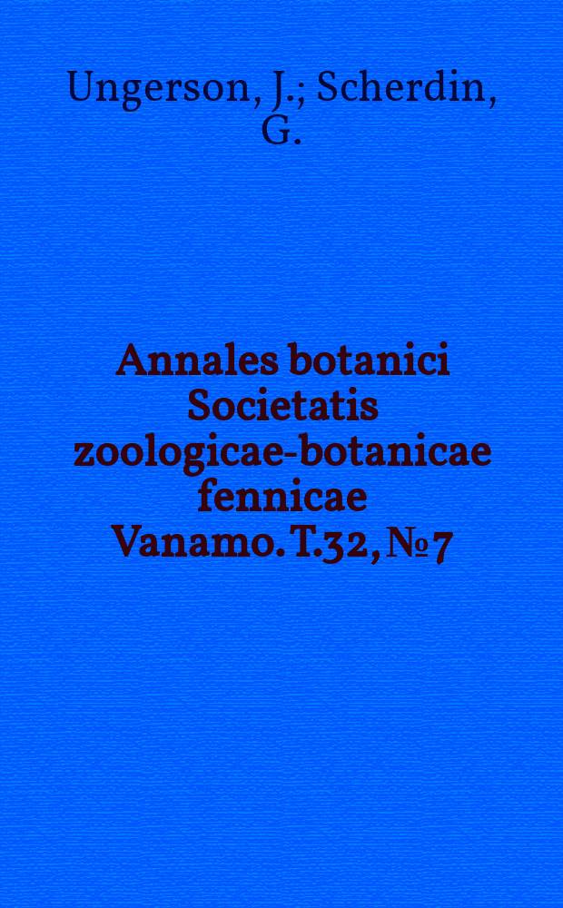 Annales botanici Societatis zoologicae-botanicae fennicae Vanamo. T.32, №7 : Untersuchungen über den Tagesverlauf der Photosynthese und der Atmung unter natürlichen Bedingungen in der Subarktis (Finnish - Lappland)