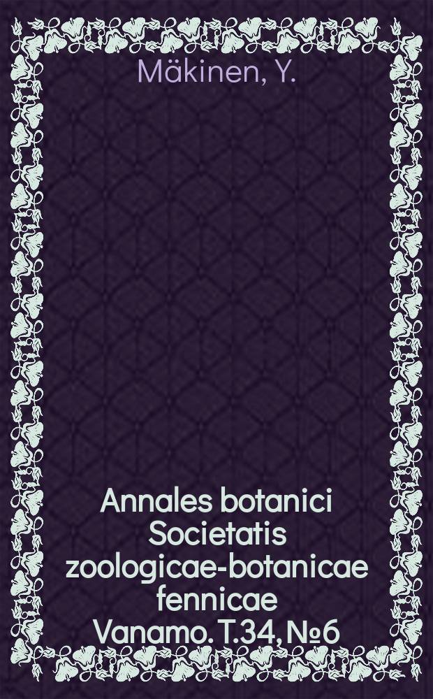 Annales botanici Societatis zoologicae-botanicae fennicae Vanamo. T.34, №6 : The mitotic cycle in allium cepa, with special reference to the diurnal periodicity and to the seedling aberrations