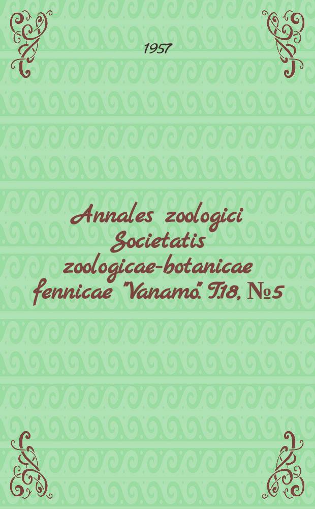 Annales zoologici Societatis zoologicae-botanicae fennicae "Vanamo". T.18, №5 : Die Vogelfauna des äusseren Schärenhofes im östlichen Teil des Finnischen Meerbusens