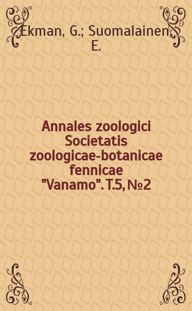 Annales zoologici Societatis zoologicae-botanicae fennicae "Vanamo". T.5, №2 : Ein Fall von einseitigen ausgedehntem Zwerchfellsdefekt bei einem vierjährigen Kater