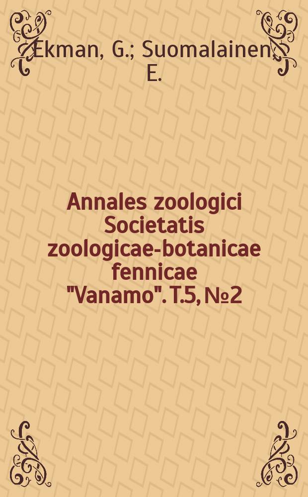 Annales zoologici Societatis zoologicae-botanicae fennicae "Vanamo". T.5, №2 : Ein Fall von einseitigen ausgedehntem Zwerchfellsdefekt bei einem vierjährigen Kater