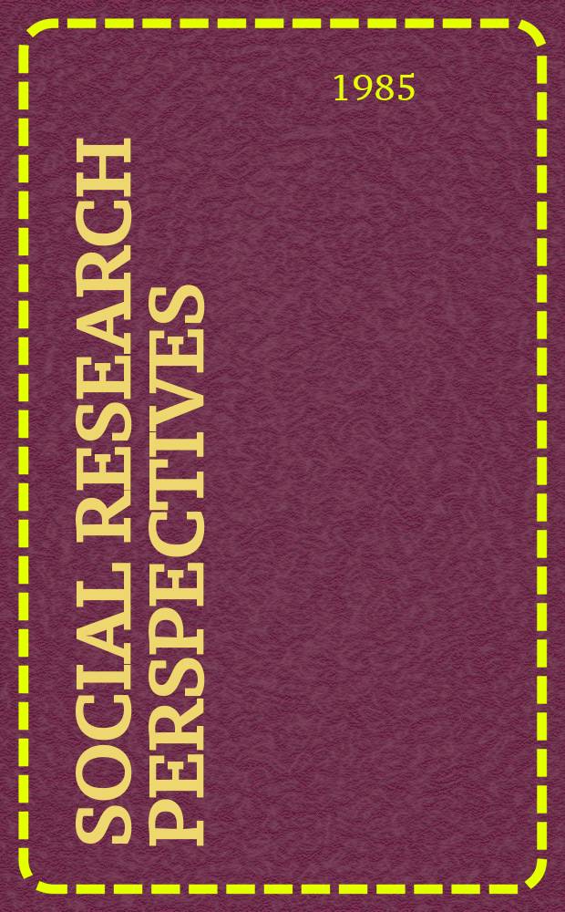 Social research perspectives : Occasional rep. on current topics
