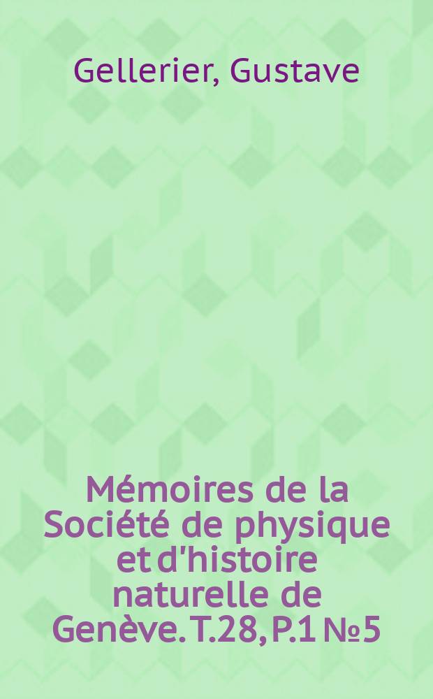 Mémoires de la Société de physique et d'histoire naturelle de Genève. T.28, P.1 №5 : Réfraction cométaire