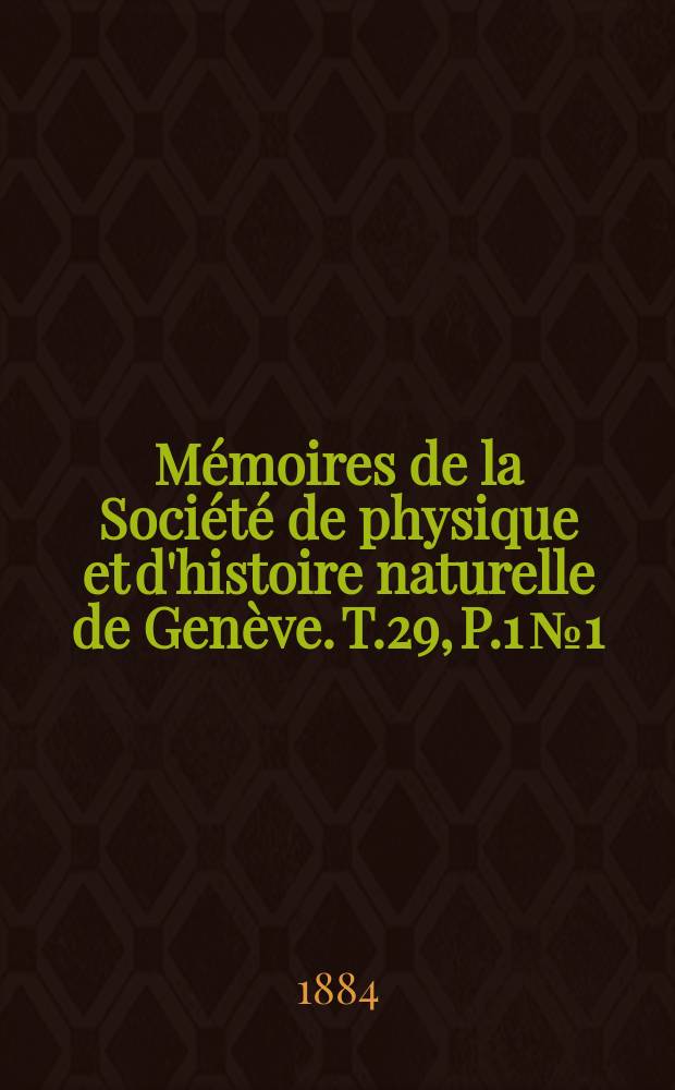Mémoires de la Société de physique et d'histoire naturelle de Genève. T.29, P.1 №1 : Le système de Saturne