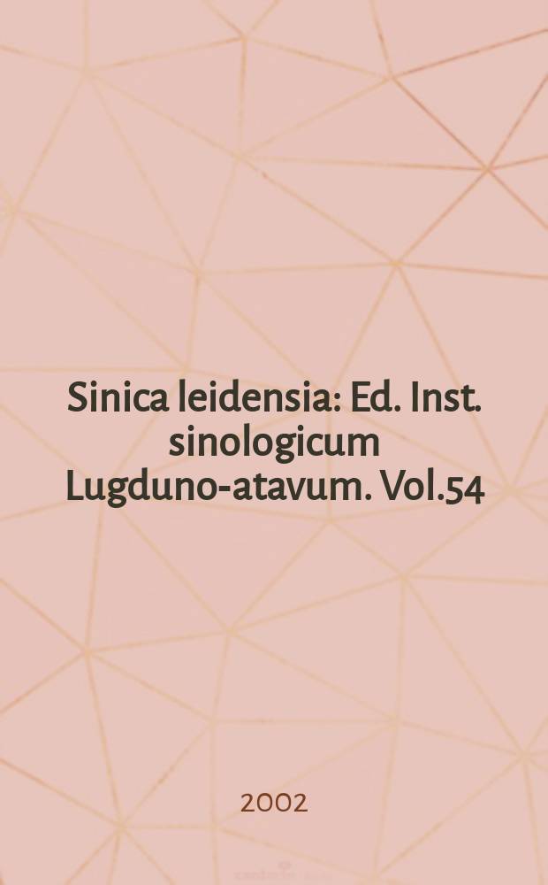 Sinica leidensia : Ed. Inst. sinologicum Lugduno -Batavum. Vol.54 : Zhou Mi's Record of clouds
