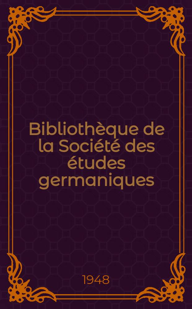 Bibliothèque de la Société des études germaniques