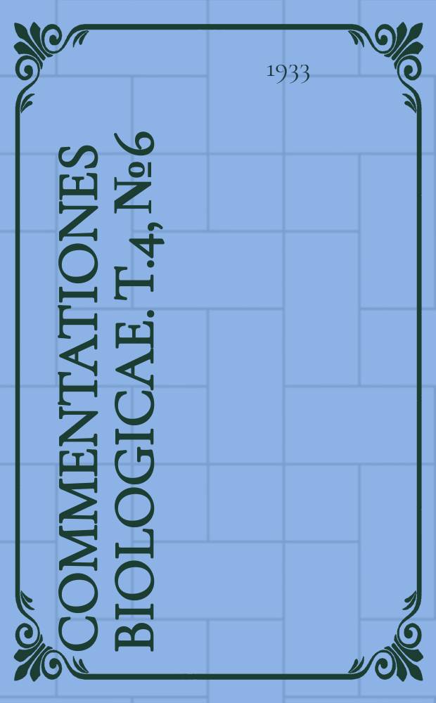 Commentationes biologicae. T.4, №6 : Inventa entomologica itineris Hispanici et Maroccani, quod a. 1926 fecerunt Harald et Håkan Lindberg