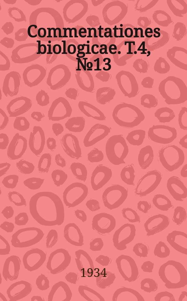Commentationes biologicae. T.4, №13 : Inventa entomologica itineris Hispanici et Maroccani, quod a. 1926 fecerunt Harald et Håkan Lindberg