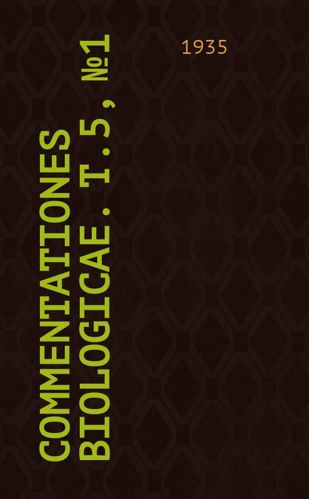 Commentationes biologicae. T.5, №1 : Inventa entomologica itineris Hispanici et Maroccani, quod a. 1926 fecerunt Harald et Håkan Lindberg