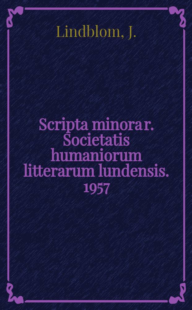 Scripta minora r. Societatis humaniorum litterarum lundensis. 1957/1958, №4 : A strudy on the Immanuel section in Isaiah