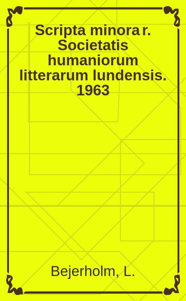 Scripta minora r. Societatis humaniorum litterarum lundensis. 1963/1964, №2 : Harald Eklunds religionsfilosofi