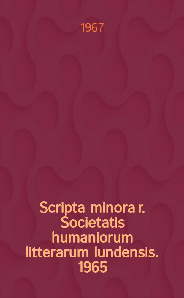 Scripta minora r. Societatis humaniorum litterarum lundensis. 1965/1966, №3 : Mother Earth