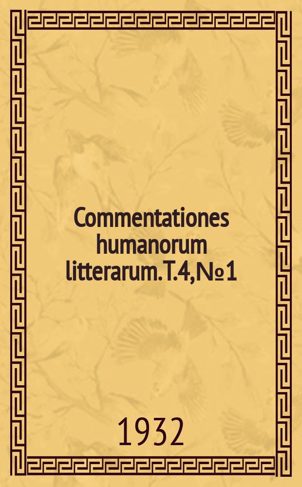 Commentationes humanorum litterarum. T.4, №1 : Indian tribes of the Argentine and Bolivian Chaco